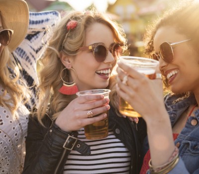 girls drinking beer at the party