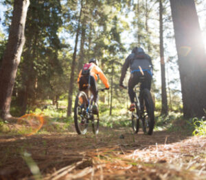 mountain biking couple